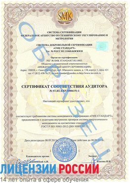 Образец сертификата соответствия аудитора №ST.RU.EXP.00006191-1 Сысерть Сертификат ISO 50001